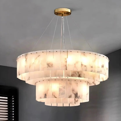 Multi-Layer Natural Marble Chandelier Light