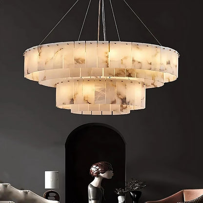 Multi-Layer Natural Marble Chandelier Light