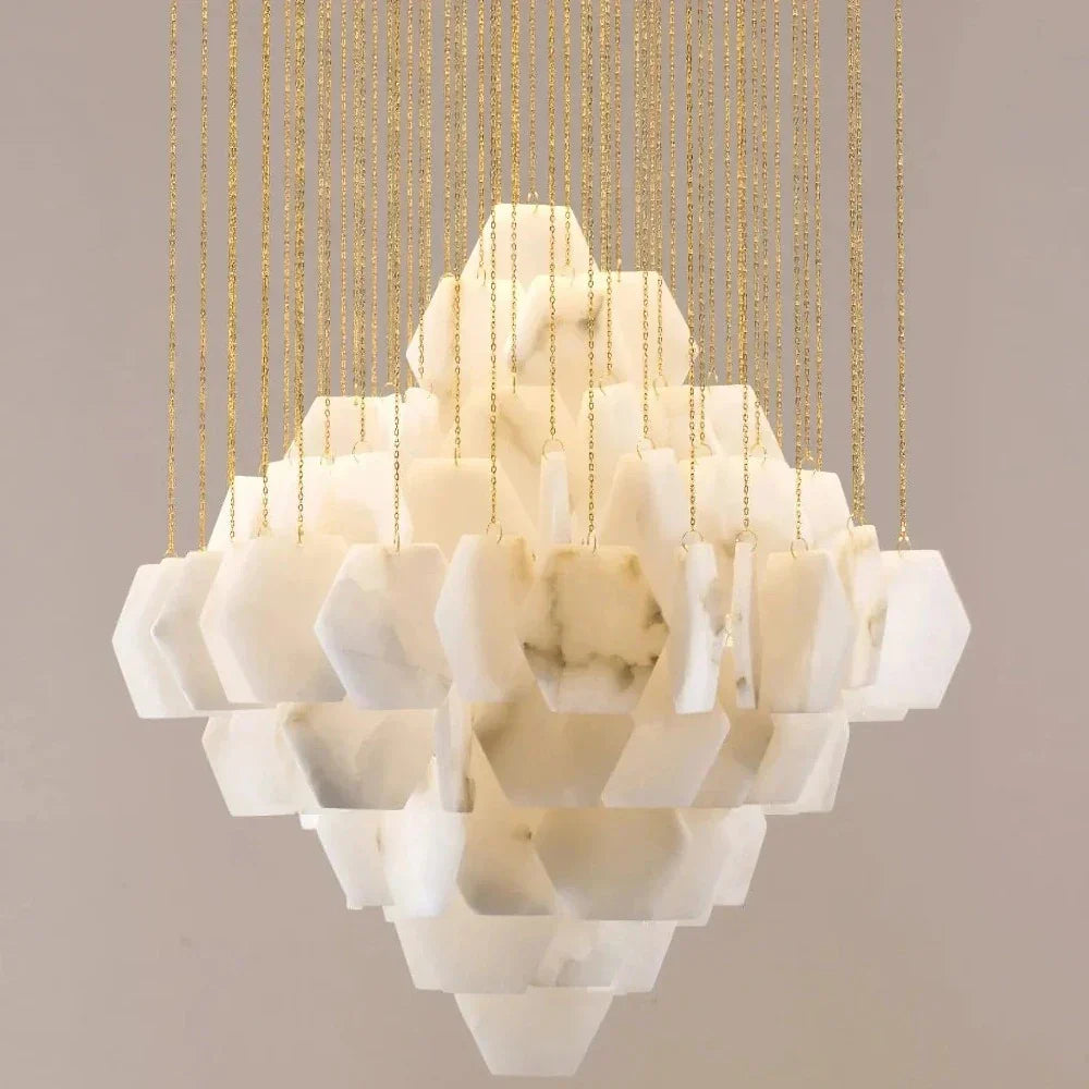 Moonshade Natural Marble Modern Chandelier