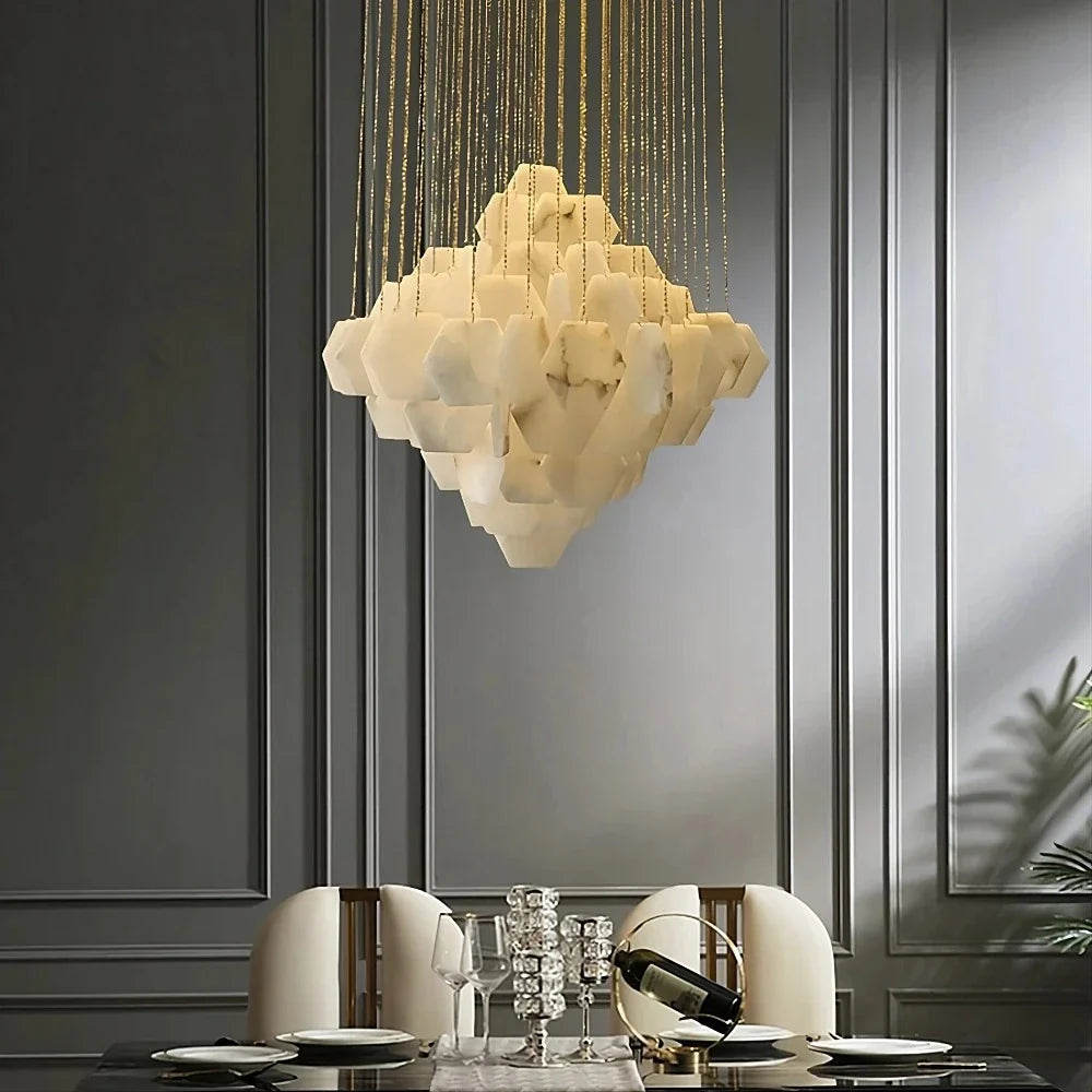 Moonshade Natural Marble Modern Chandelier