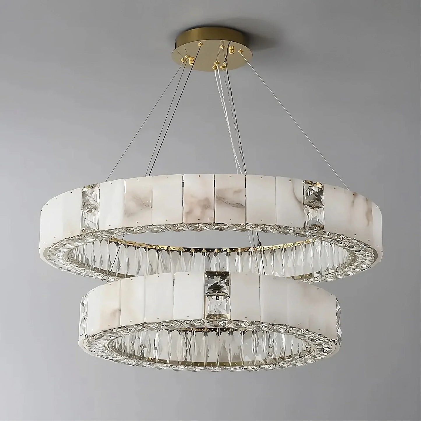 Natural Marble & Crystal Modern Chandelier