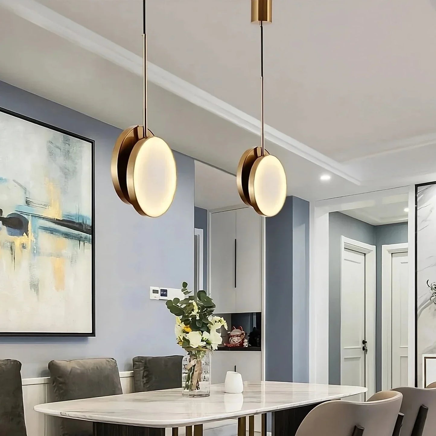 Modern Marble & Brass Light Fixture