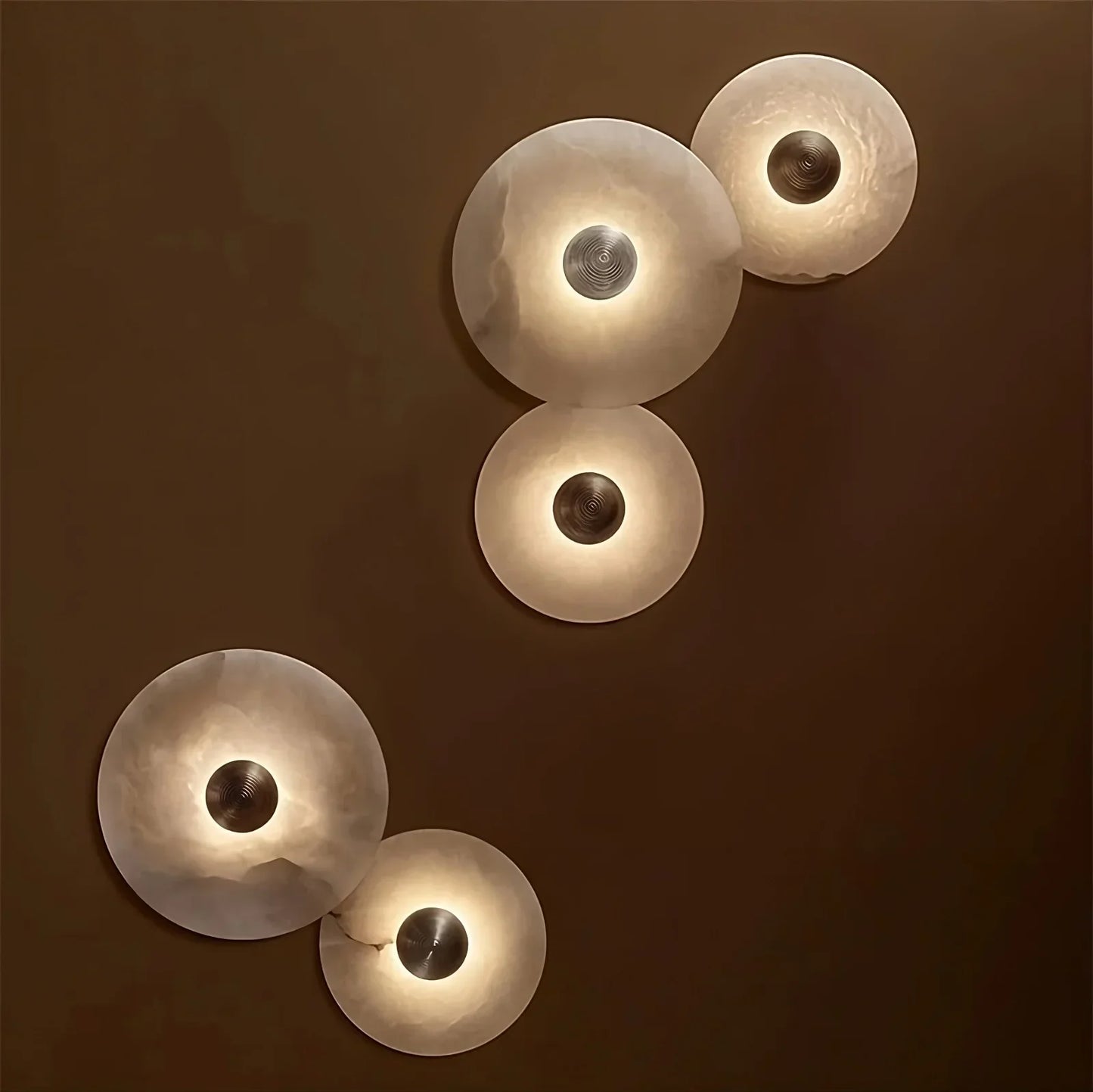 Moonshade Natural Marble Disc Wall Sconce