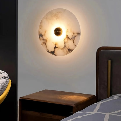 Moonshade Natural Marble Disc Wall Sconce