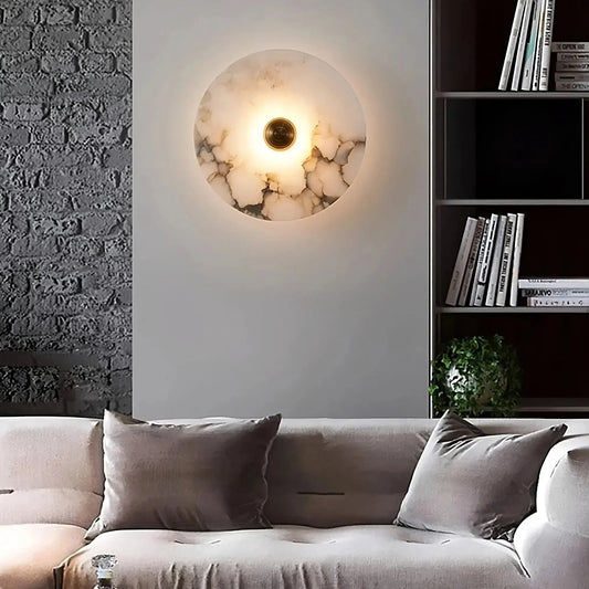 Moonshade Natural Marble Disc Wall Sconce