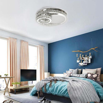 Overlapping Circles Crystal Stainless Steel Flush Mount LED Lights Bedroom Ceiling Lights