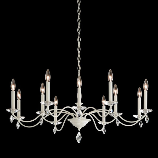 Modique 12-Light Chandelier in White with Clear Heritage Crystals