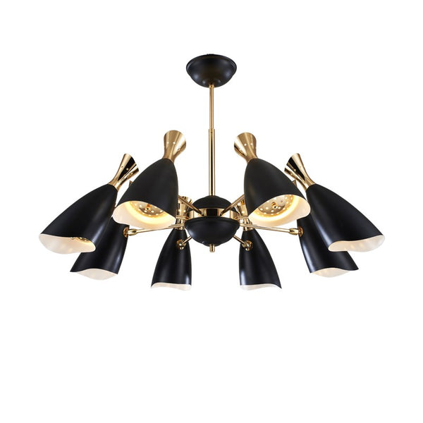 Postmodern black 8 lights chandelier