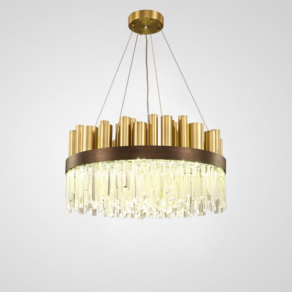 Postmodern style metal and crystal tube 16 lights chandelier