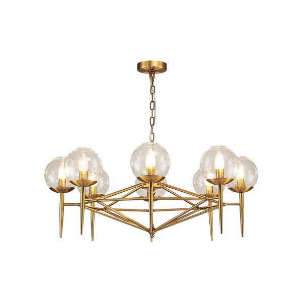 American style metal glass ball chandelier