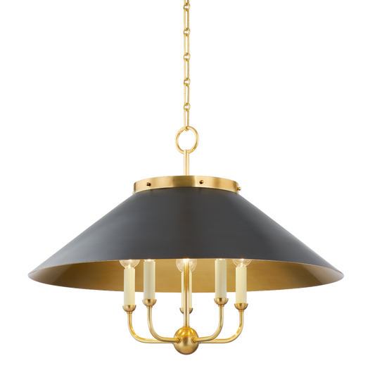 Clivedon 5-Light Chandelier in Aged Brass