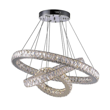 Interwoven Circle Design Chandelier Large Foyer Metal Crystal Ceiling Light