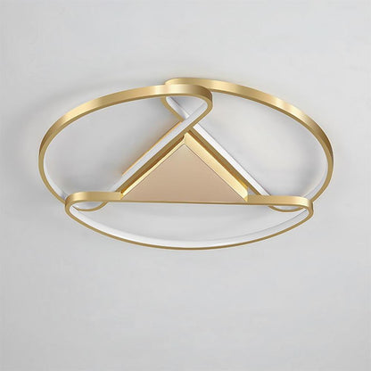 Triangles Circle Metal LED Flush Mount Ceiling Light for Bedroom