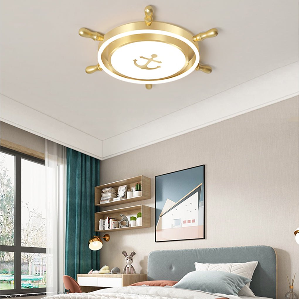 Mediterranean Style Cartoon Rudder Design LED High Transmittance Ceiling Lamp