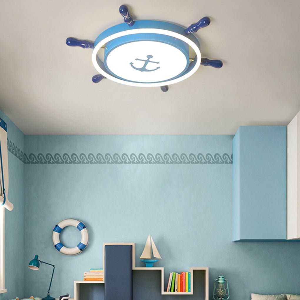 Mediterranean Style Cartoon Rudder Design LED High Transmittance Ceiling Lamp