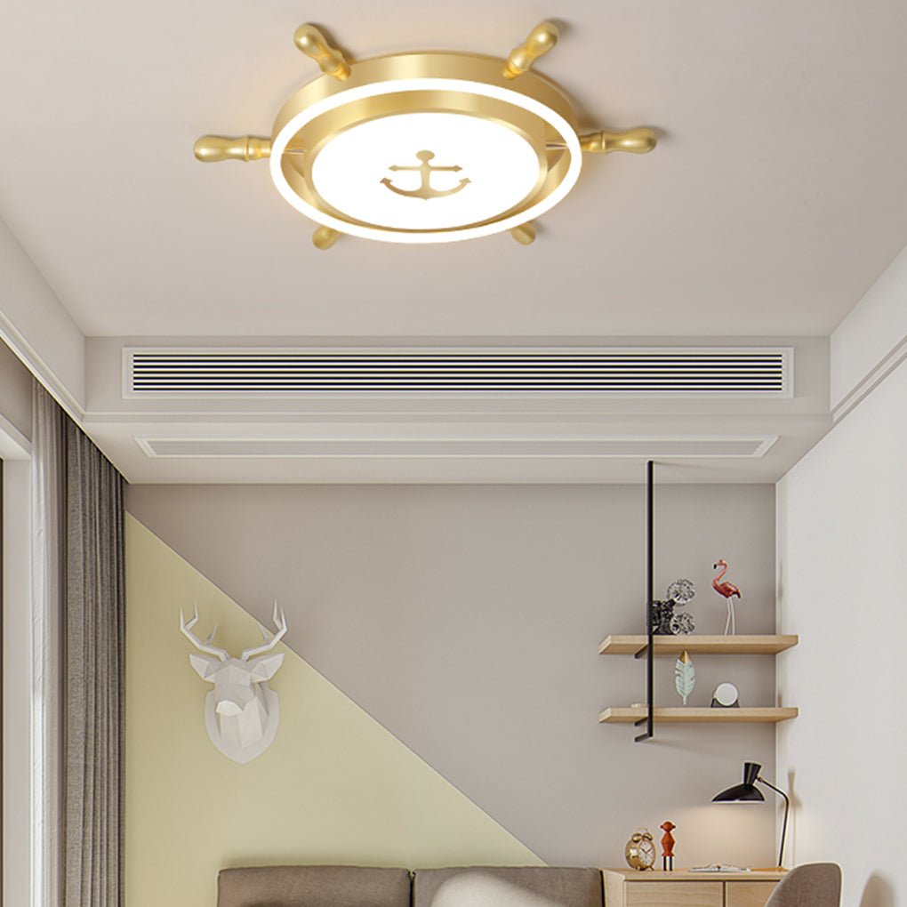 Mediterranean Style Cartoon Rudder Design LED High Transmittance Ceiling Lamp