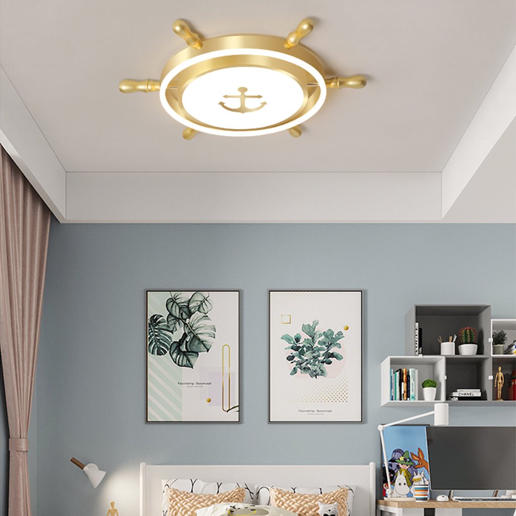 Mediterranean Style Cartoon Rudder Design LED High Transmittance Ceiling Lamp