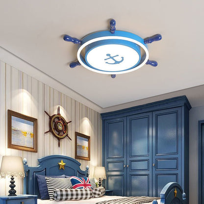 Mediterranean Style Cartoon Rudder Design LED High Transmittance Ceiling Lamp