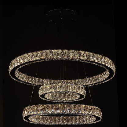 Interwoven Circle Design Chandelier Large Foyer Metal Crystal Ceiling Light