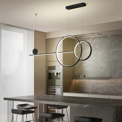 Large Small Circle With Linear Pendant Lighting Modern LED Kitchen Lighting