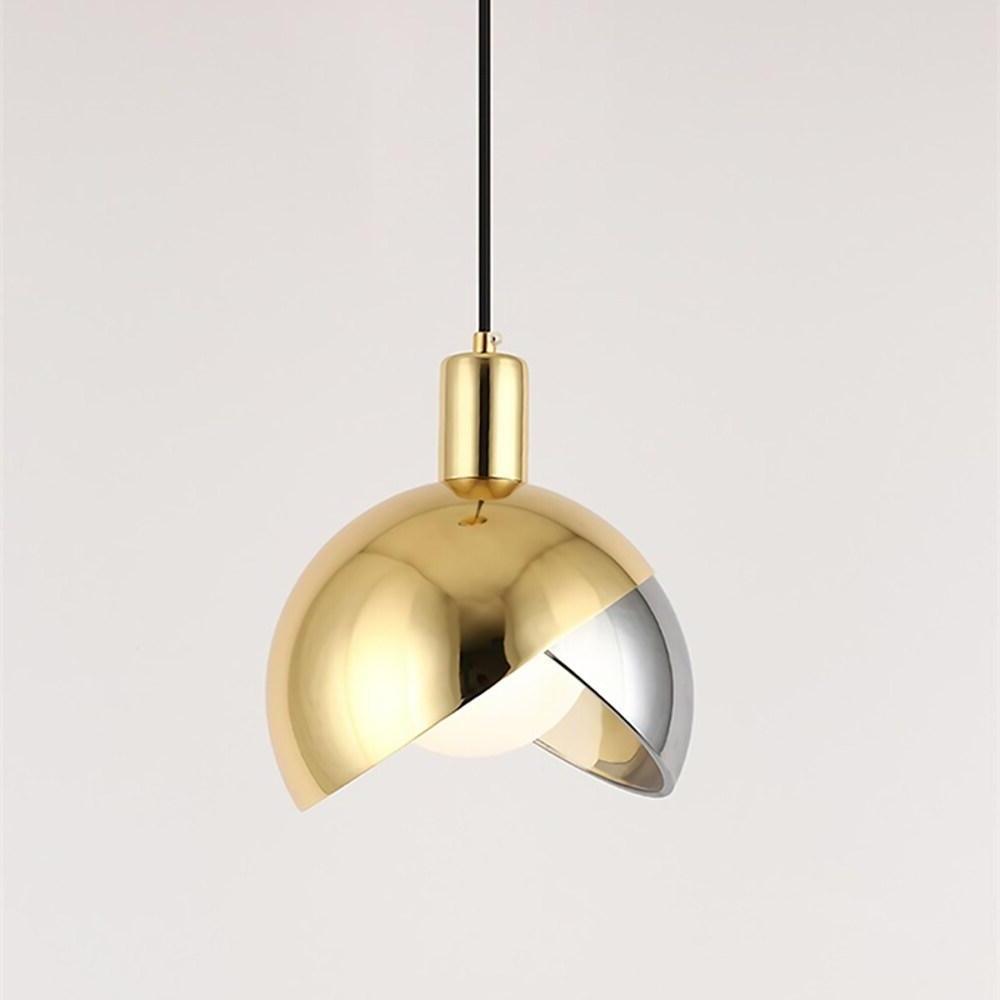 Dual-Colored Semi Globe Metal Glass Pendant Light Industrial Style Pendant Lighting for Office & Dining Room