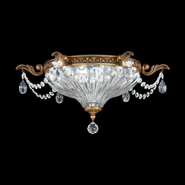 Flush Mount, 2-Light, Heirloom Gold, Clear Swarovski Crystal, 16.5"W (1870 5633-22S 1HTP7V)