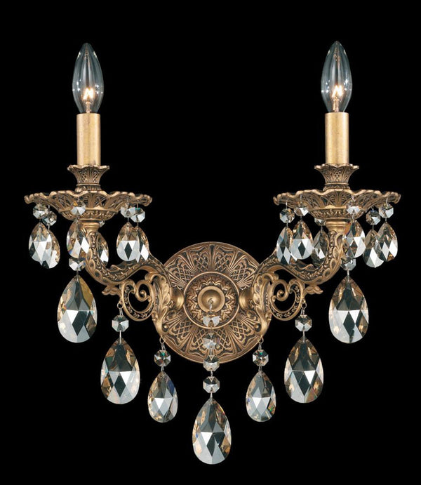 Wall Sconce, 2-Light, Heirloom Gold, Clear Swarovski Crystal, 15.5"H (5642-22S 1812RN)