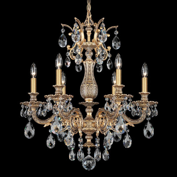 Chandelier, 6-Light, Heirloom Gold, Clear Swarovski Crystal, 24"W (5676-22S 1HTU65)