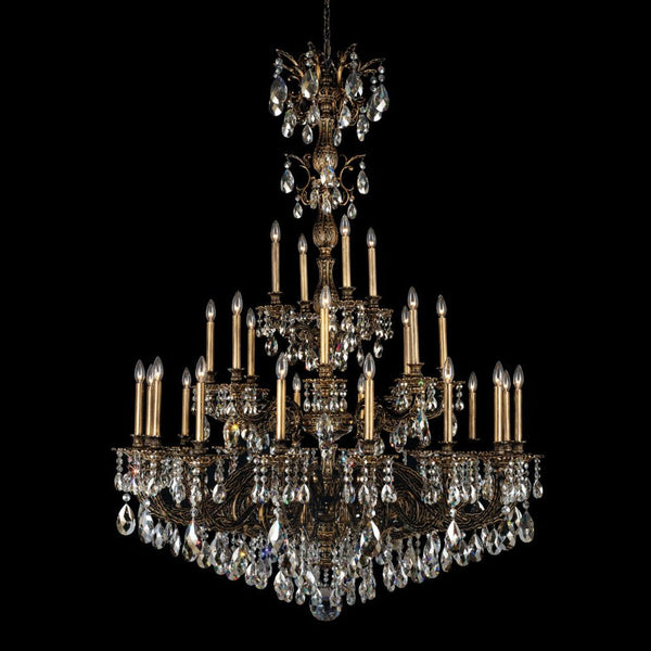 Chandelier, 28-Light, Heirloom Gold, Clear Swarovski Crystal, 50"W (5688-22S 1HTV6H)