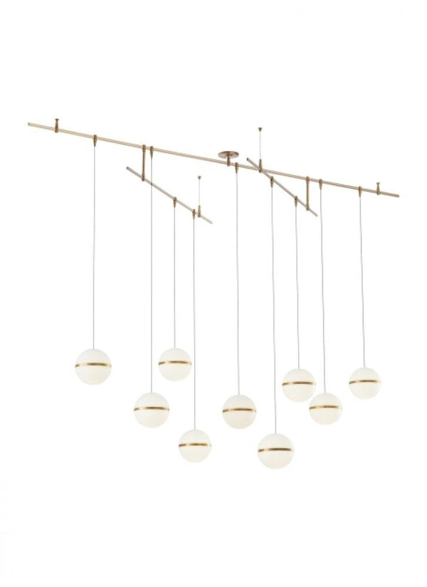 Hanea Chandelier, 9-Light, LED, Natural Brass, 96"L (700HNE9NB-LED930R 70PGJEK)