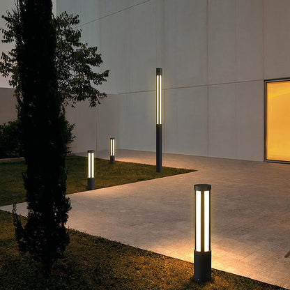 Cylinder Shaped LED Black Modern Outdoor Post Lights Pole Lamp Path Lights