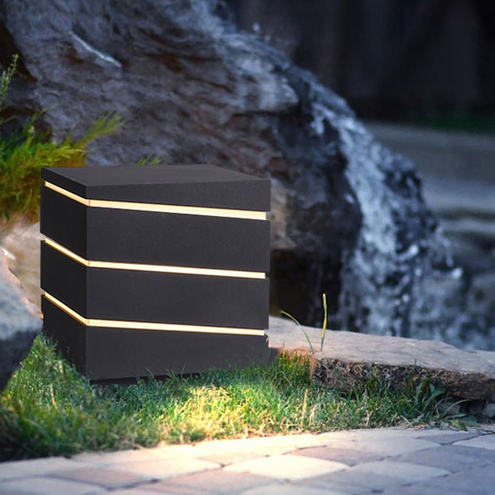 Square Line Decor LED Waterproof IP65 Black Minimalist Outdoor Light