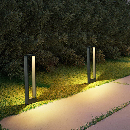 Rectangular Frame Waterproof Led Black Modern Outdoor Light Post Lamp