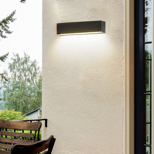 Matte Black Wall Mounted Rectangle Porch LED Lights Outdoor Wall Light