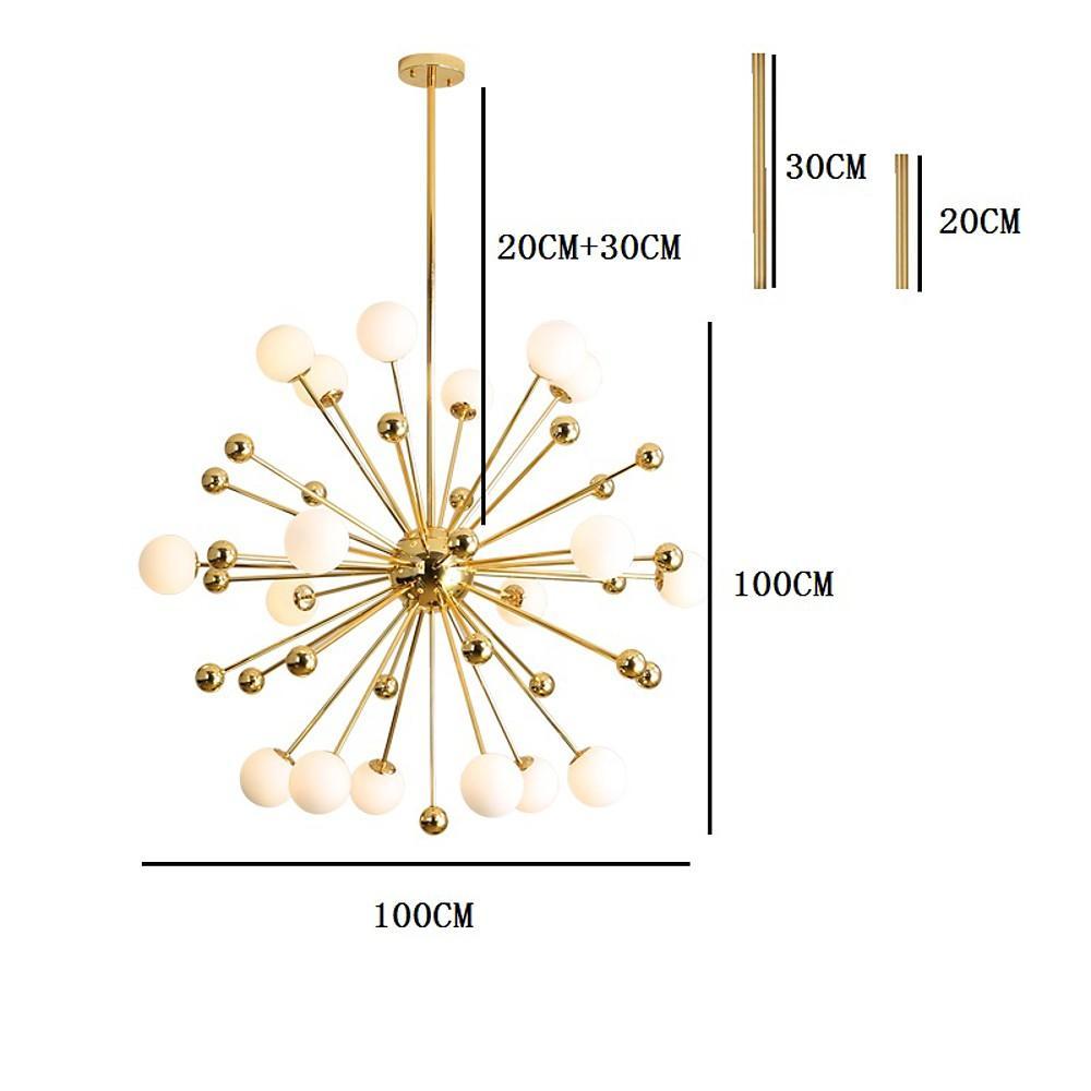 Nordic Globe Sputnik Chandelier Modern Gold Living Room Chandelier 18 Bulbs