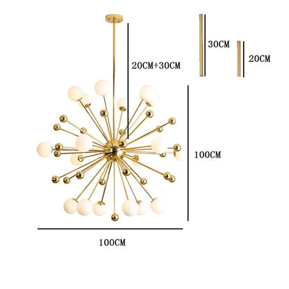 Nordic Globe Sputnik Chandelier Modern Gold Living Room Chandelier 18 Bulbs