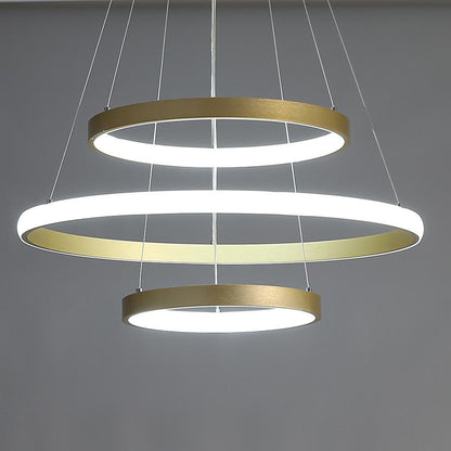 3-ring Dimmable Contemporary Gold LED Chandelier Light Dining Room Chandeliers Lamp