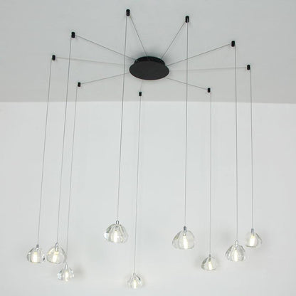 Contemporary Cluster Design Raindrop Chandelier Metal Crystal Ceiling Light