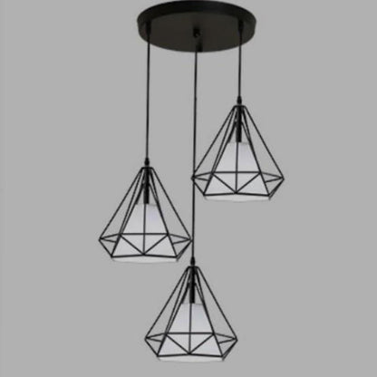 Geometrical Lantern Classic Island Pendant Lights Metal Fabric Ceiling Light