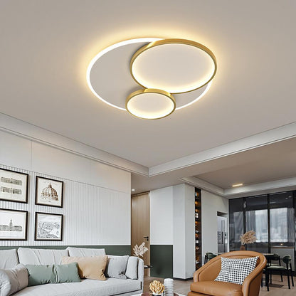 3 Circles Metal Modern Style Design Flush Mount Lighting LED Bedroom Ceiling Lights