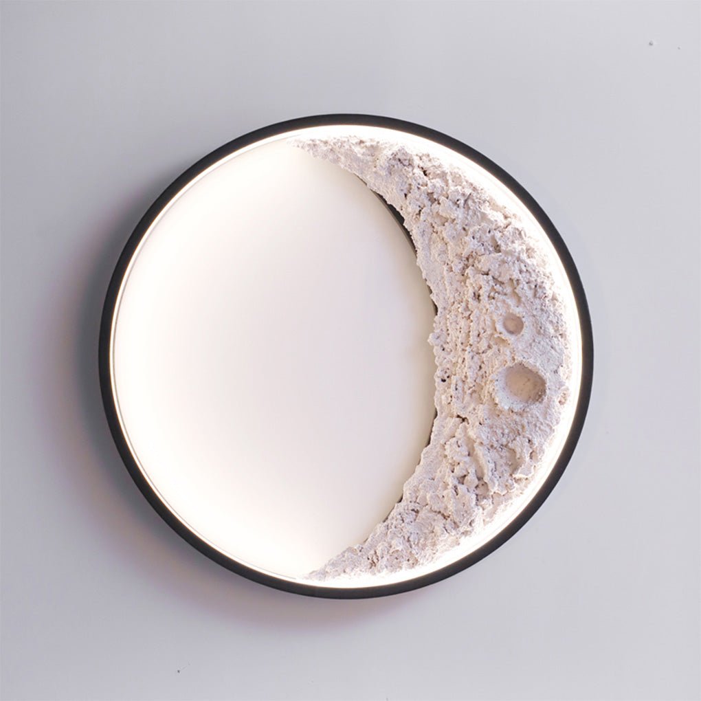 Round Resin Moon Crescent LED Hardwired Outdoor Wall Light