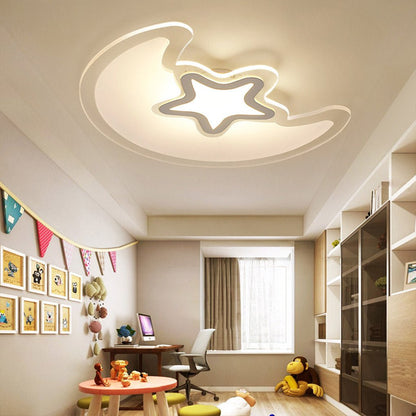 Modern Creative Special-shaped Trichromatic Dimming Moon Star Ceiling Light