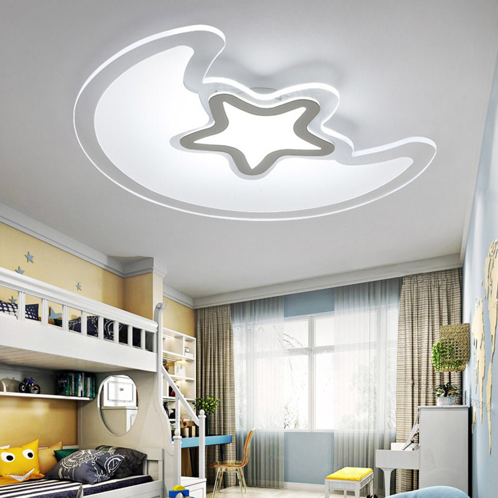 Modern Creative Special-shaped Trichromatic Dimming Moon Star Ceiling Light