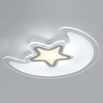 Modern Creative Special-shaped Trichromatic Dimming Moon Star Ceiling Light