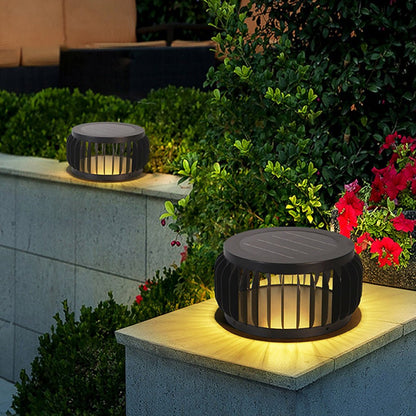 Modern Outdoor Waterproof Solar Three-color Dimming LED Garden Lamp Post Light