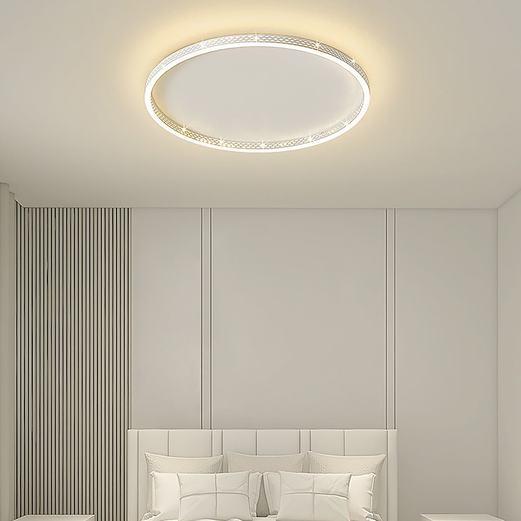 Modern Round Dimmable Flush Mount Lights LED Ceiling Light with Hollow Edge