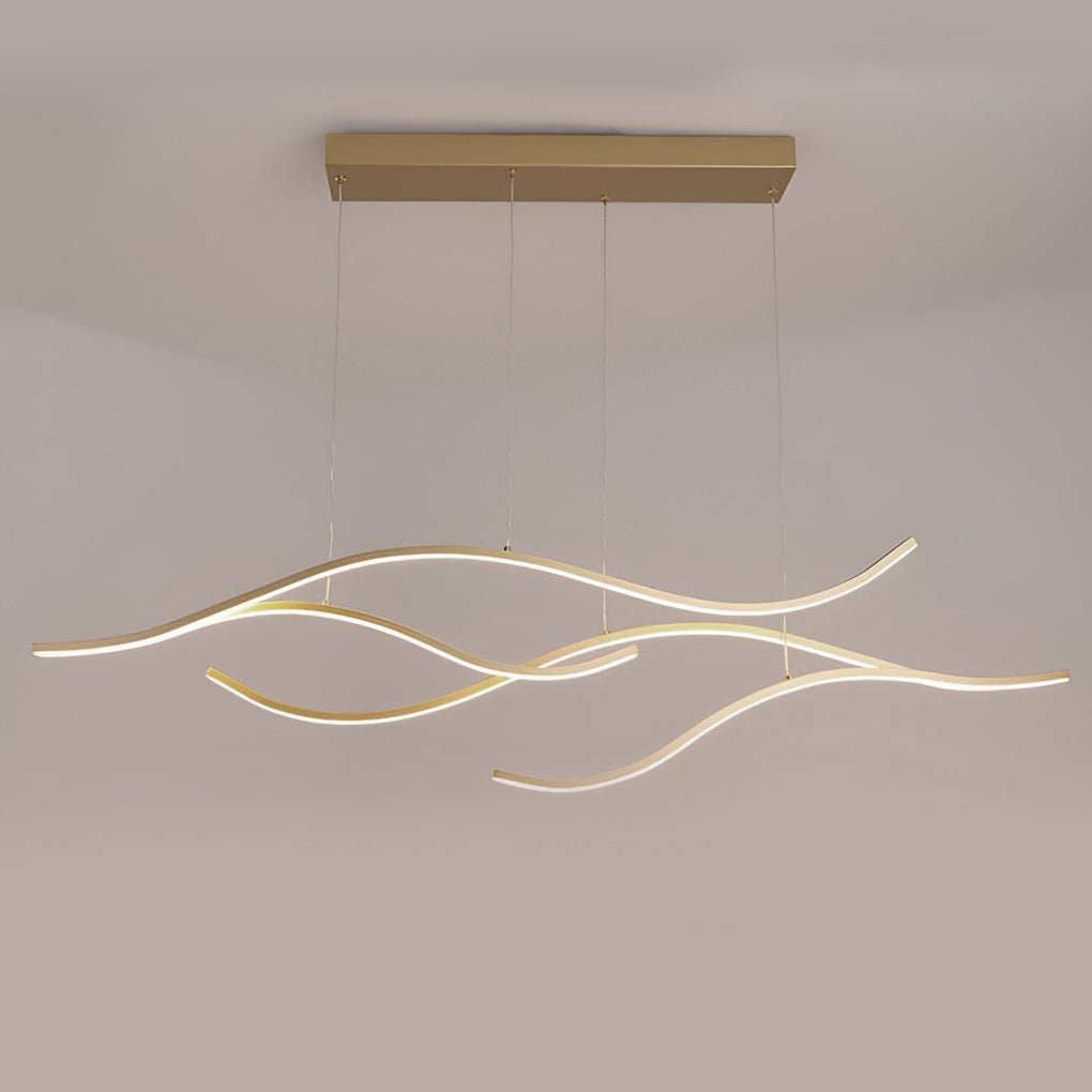 Wave Linear Hanging Branch Chandelier LED Island Pendant Light