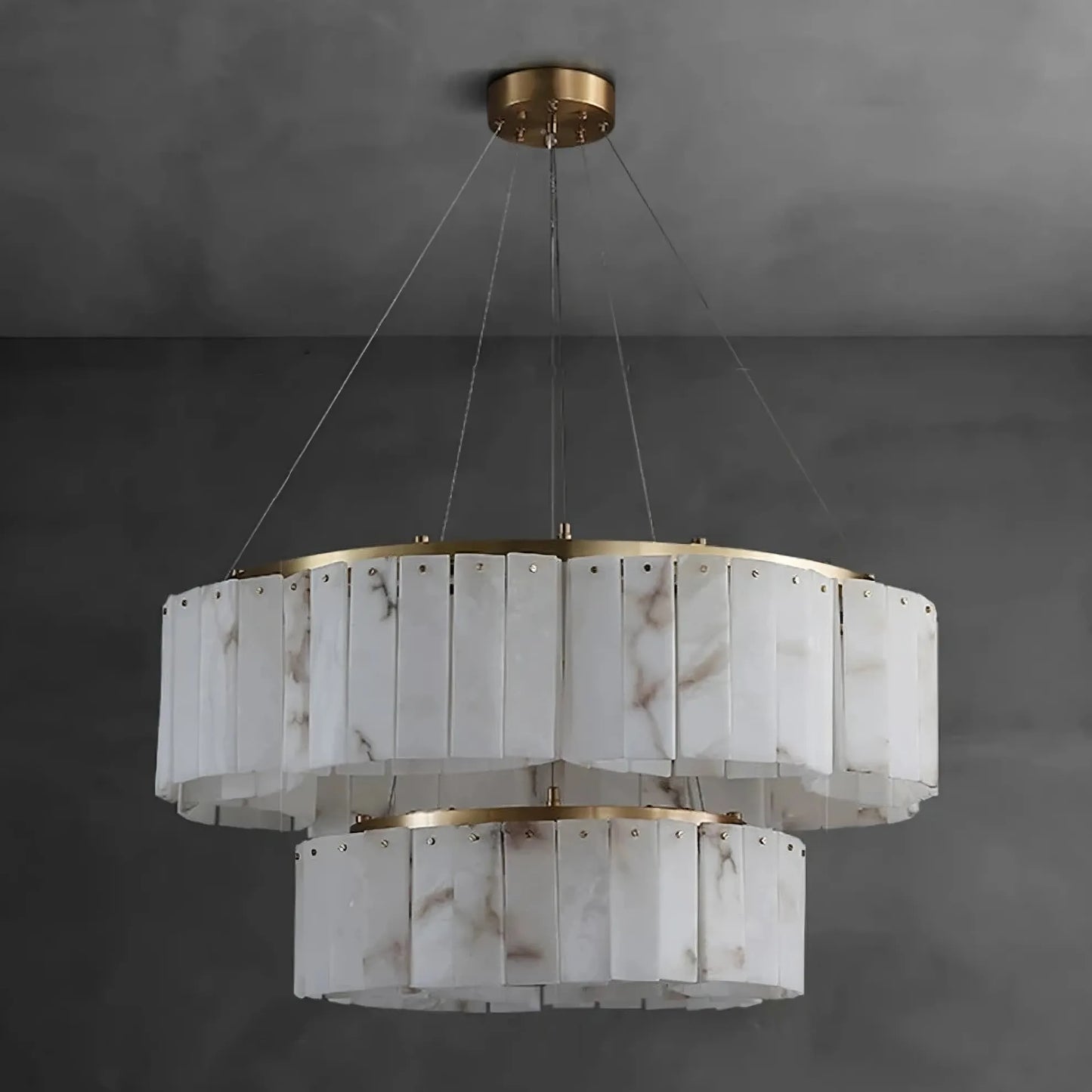 2-Tier Natural Marble Modern Chandelier