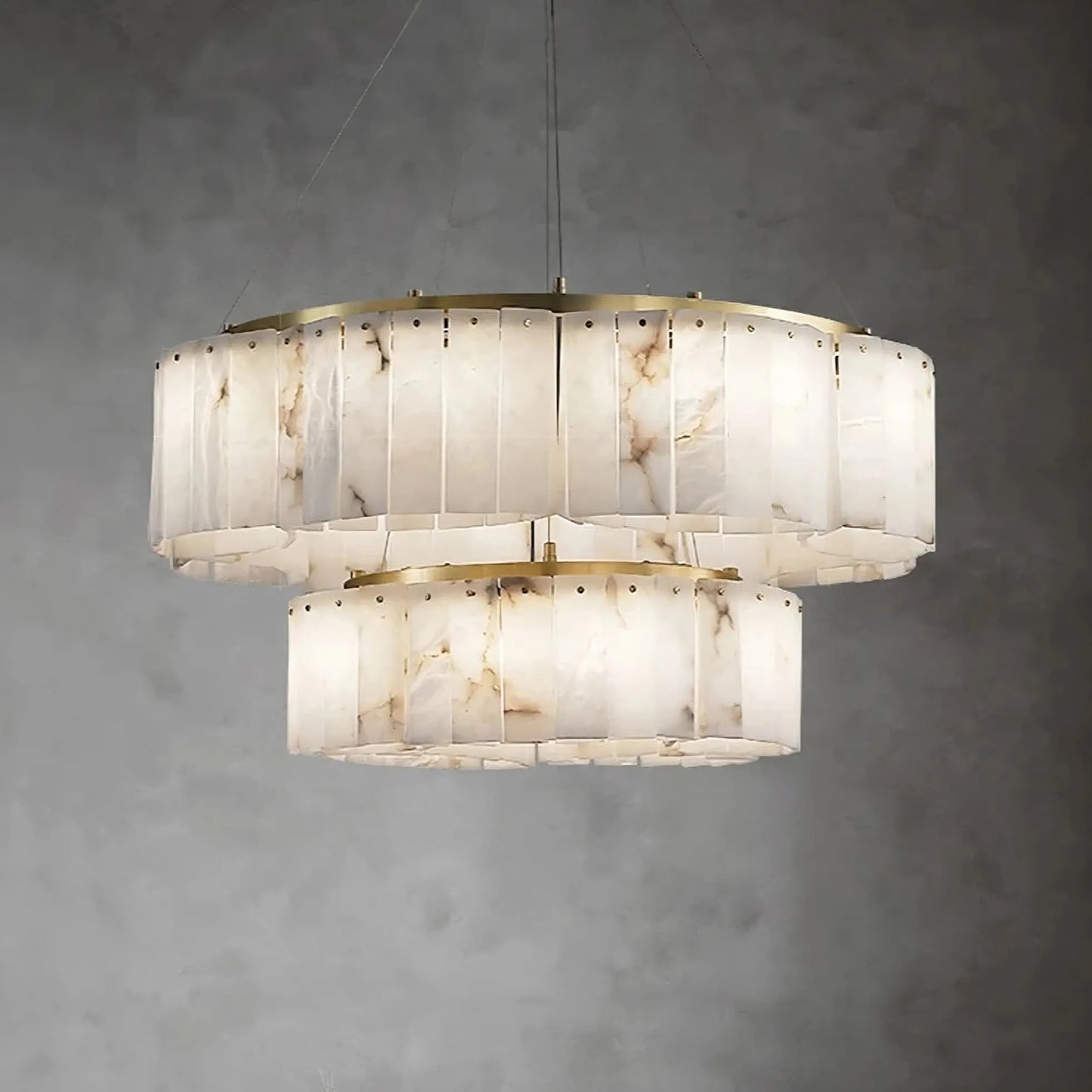 2-Tier Natural Marble Modern Chandelier