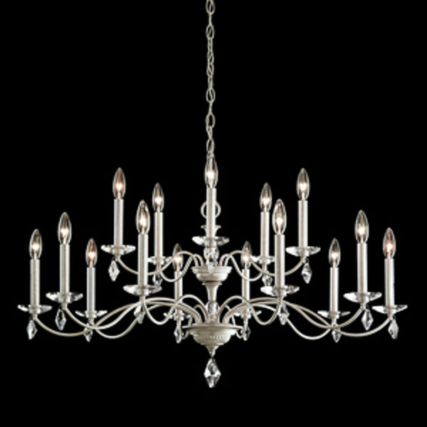 Chandelier, 15-Light, Antique Silver, Clear Heritage Crystal, 39.5"W (MD1015N-48H 1J00F9)